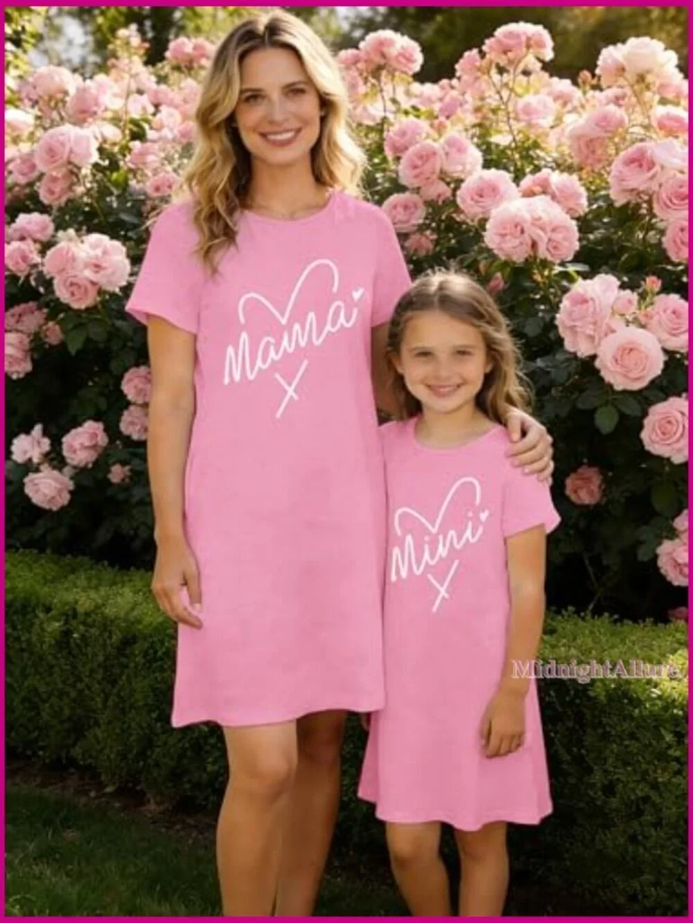 Mommy and Me Dresses Mother Daughter Matching with Pockets Short Sleeve